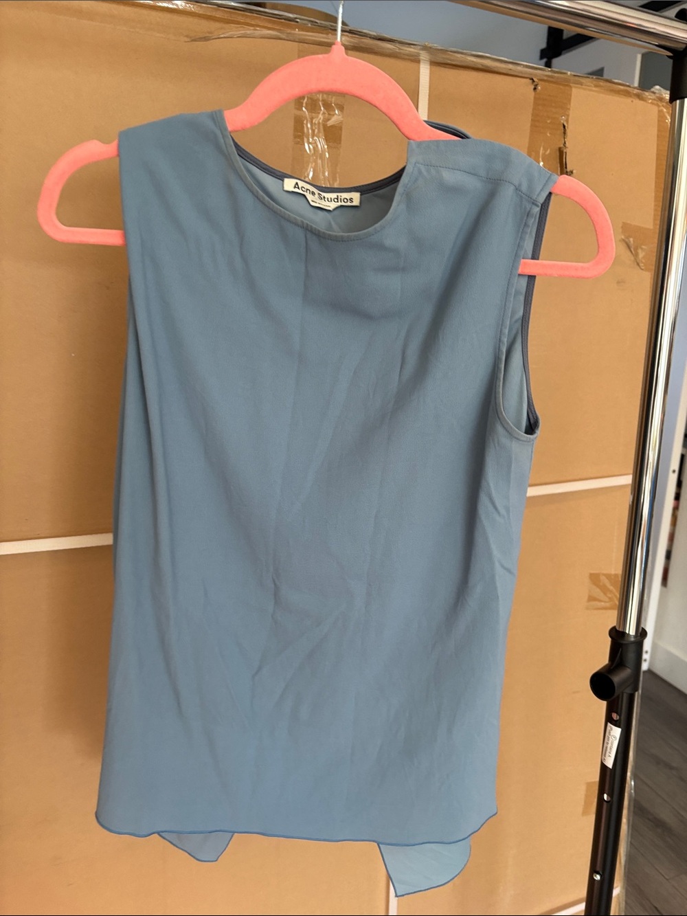 Acne Studios Dusty Blue Sleeveless Crepe Top